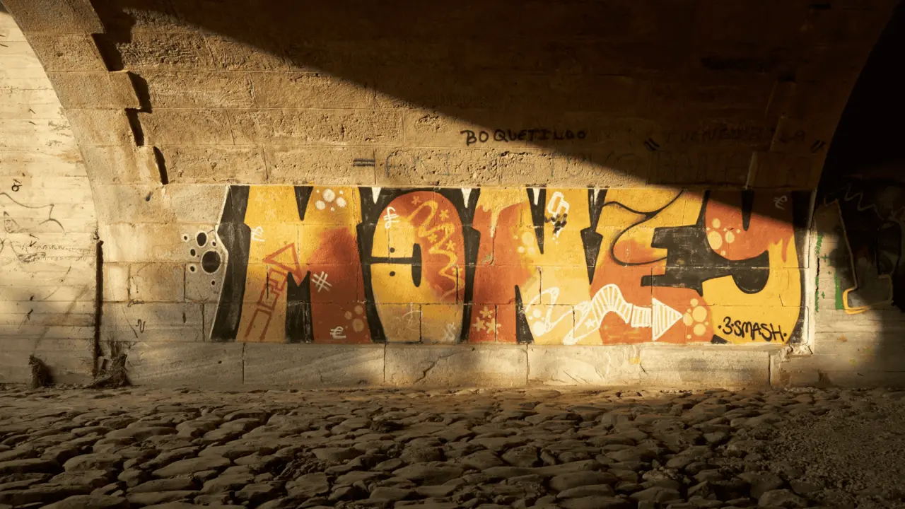 Street Art mit dem Schriftzug "Money"