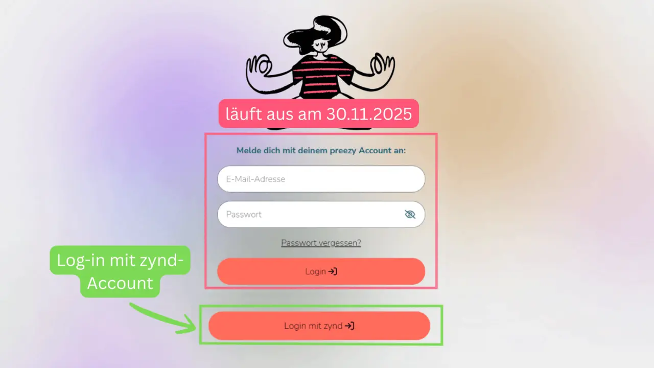 Änderungen preezy-Login preezy-Login mit Markierungen