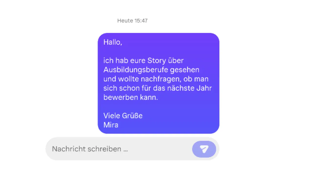 Beispielnachricht, die man auf Social Media einem Unternehmen schreiben kann