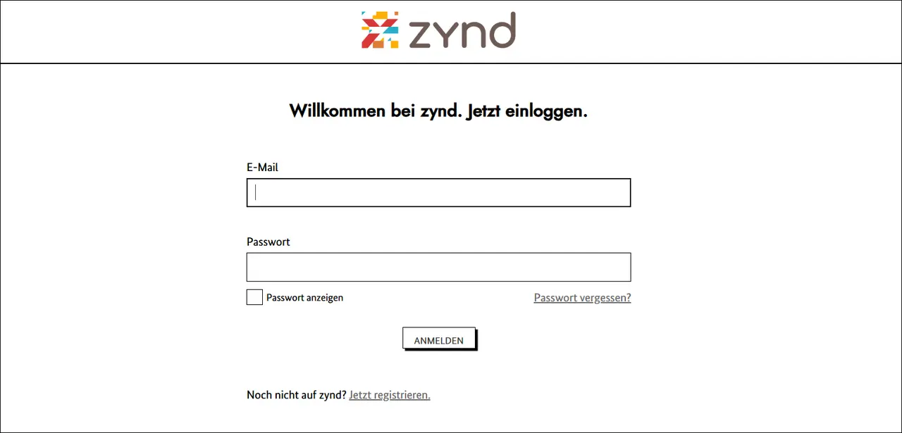 Bildschirm-Foto von der Anmeldeseite.