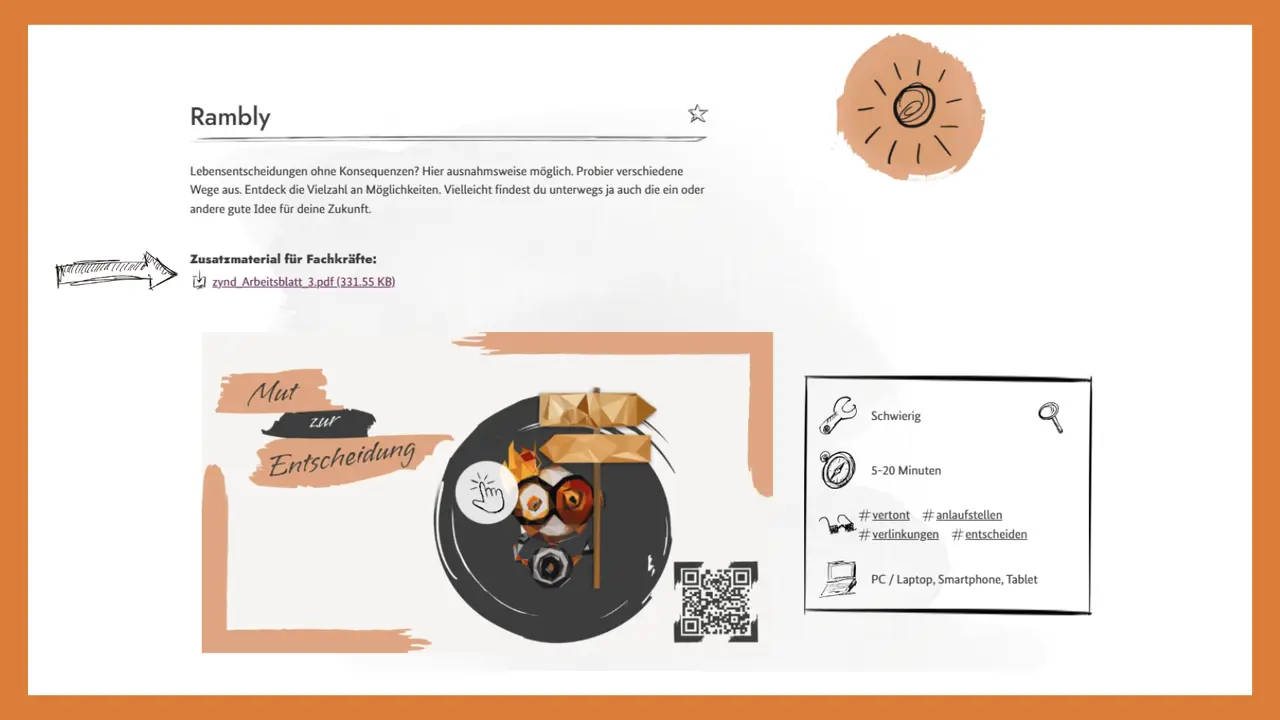Playletseite mit Download-Link der Handreichung