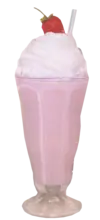 rosa Milchshake mit Kirsche