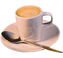 Espressotasse auf Untertasse mit Löffel
