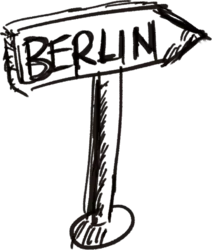 Gescribbelter Wegweiser nach Berlin