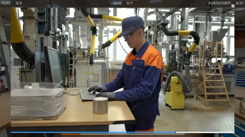 Screenshot aus dem Berufsfeldpanorama Chemie (Produktion)