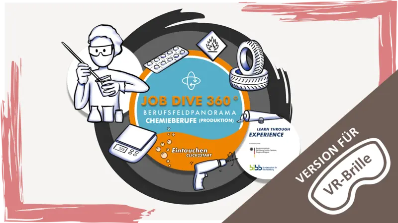 Startseite der VR-Version des Berufsfeldpanoramas Chemie