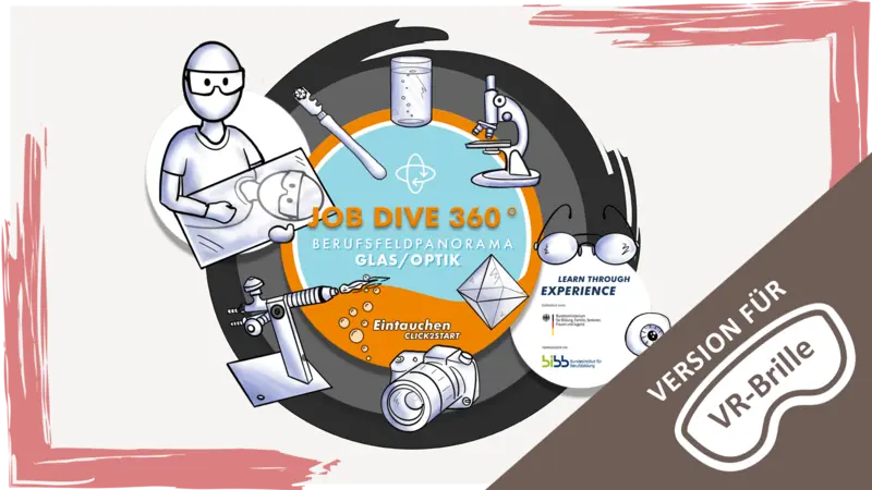 Startseite der VR-Version des Berufsfeldpanoramas Glas Optik