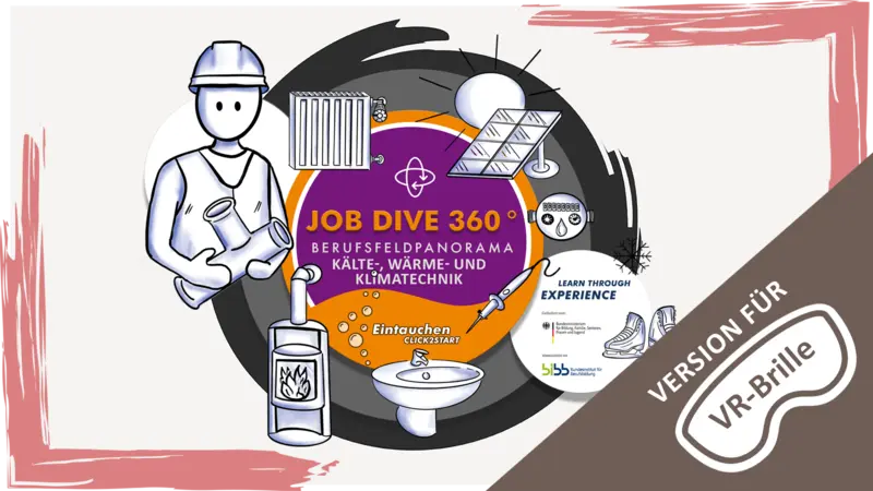 Startseite der VR-Version des Berufsfeldpanoramas Kälte Wärme Klima
