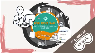 Startseite der VR-Version des Berufsfeldpanoramas Handel